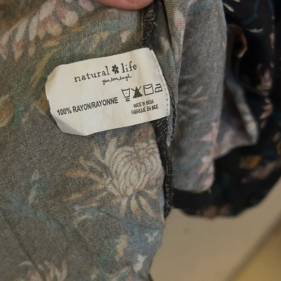 NATURAL LIFE Maribel Top Blouse Size L Black Floral Long Sleeve Boho Cottagecore - Picture 5 of 8